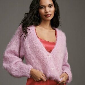 Anthropologie Hazel pink mohair blend Cardigan size Medium